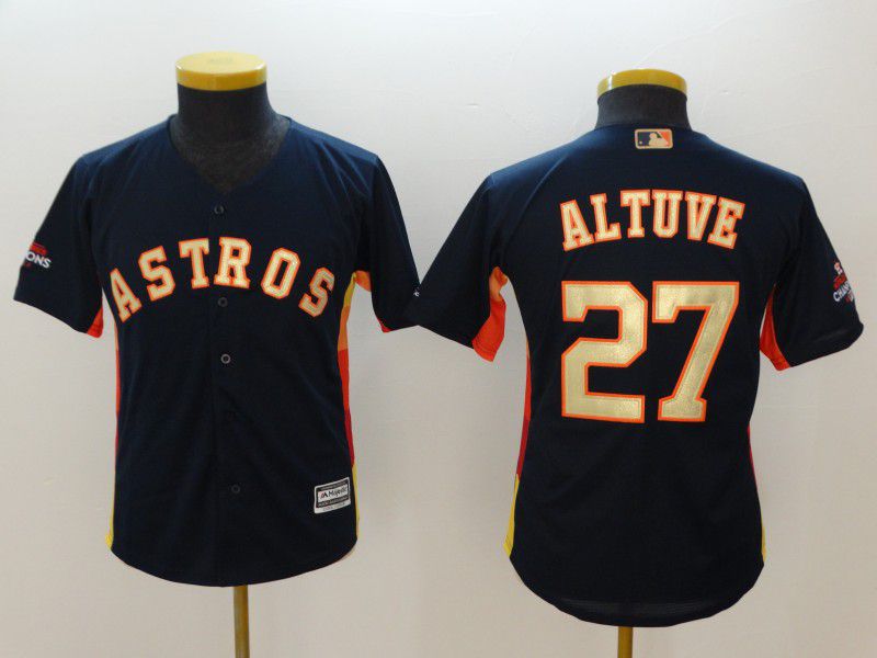 Youth Houston Astros 27 Altuve Blue Champion Edition MLB Jerseys